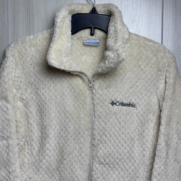 Columbia Fireside Sherpa Fleece Jacket Womens Size Small Chalk White Cozy Warm - Picture 2 of 13